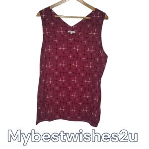 Pleione Lightweight Top Womens Size L Large Burgundy Red Sleeveless Tank v-neck